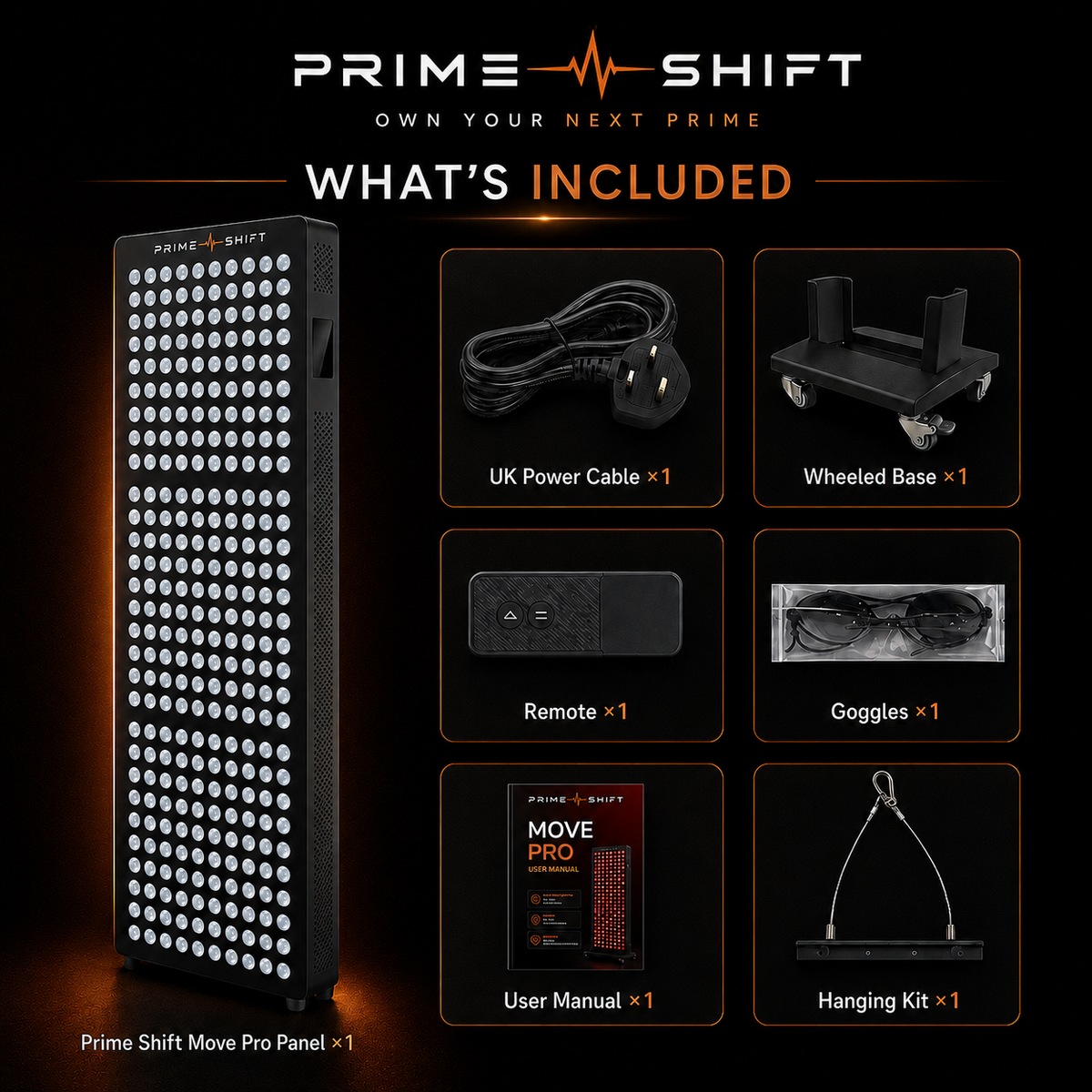Accessories included with Prime Shift Move Pro